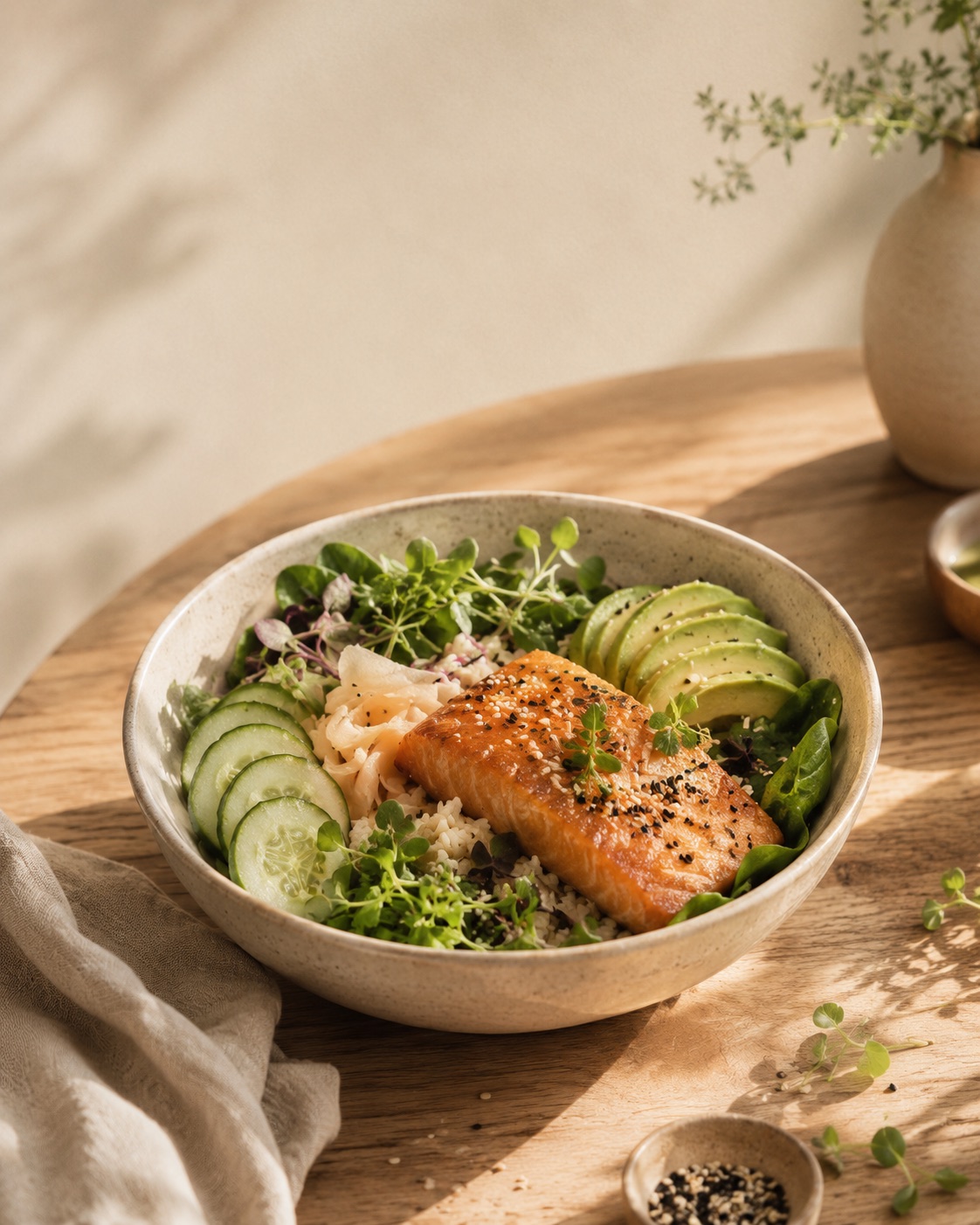 A nourishing salmon and avocado bowl